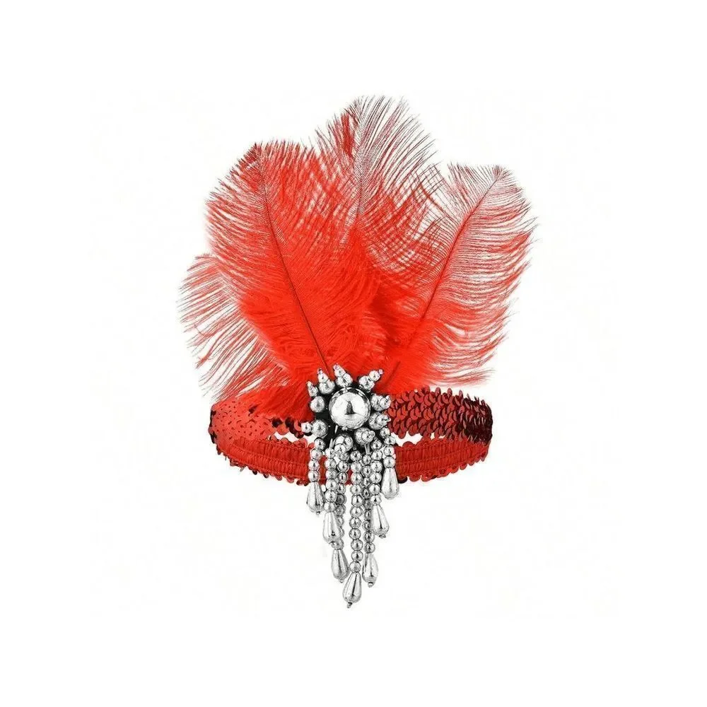 ❤️✨ 5PCS 1920s Red Accessories Flapper Great Gatsby Retro Costume Set NEW